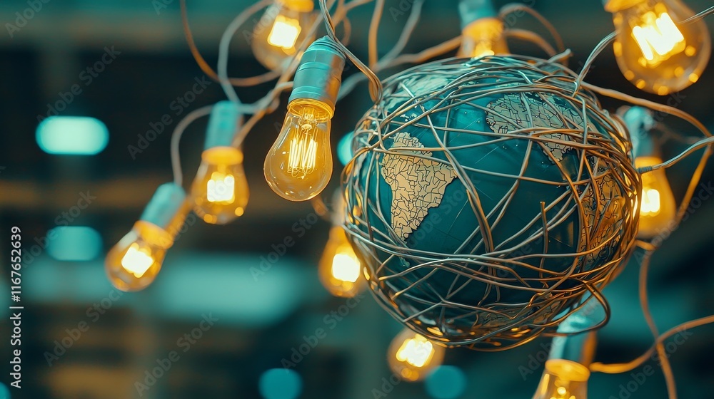 Wired Globe with Light Bulbs Wired Globe with Light Bulbs