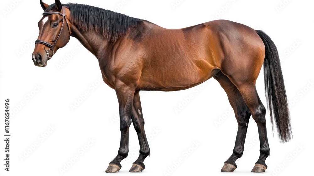 Fototapeta premium Majestic horse standing gracefully farm animal photography natural setting side view equine beauty