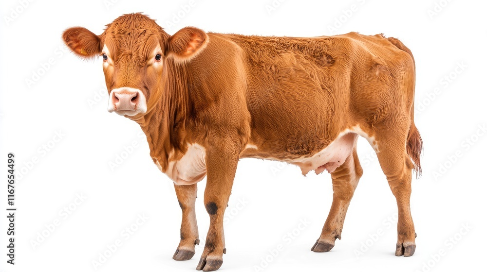 Calm brown cow in studio setting animal photography indoor environment front view farm concept Calm brown cow in studio setting animal photography indoor environment front view farm concept