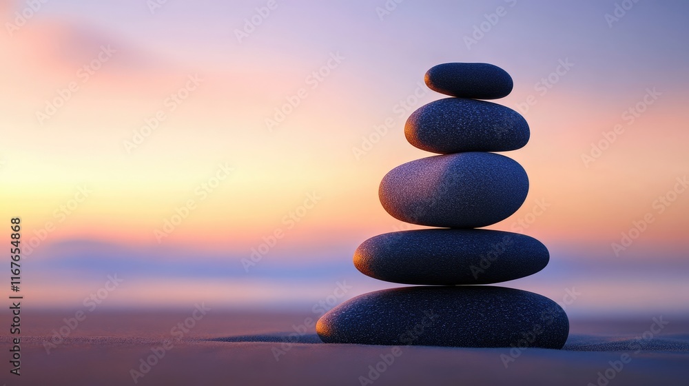A serene stack of smooth stones on a beach during sunset, symbolizing balance and tranquility. A serene stack of smooth stones on a beach during sunset, symbolizing balance and tranquility.