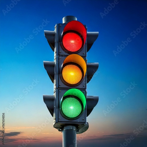 traffic lights on a blue background