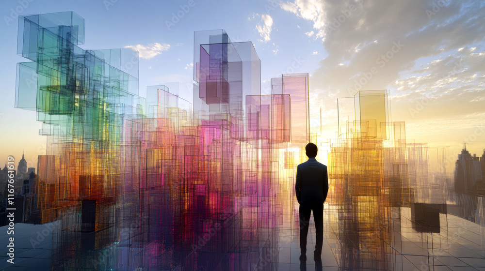 Urban environment in digital art innovative tech visualization with abstract evening vibes Urban environment in digital art innovative tech visualization with abstract evening vibes