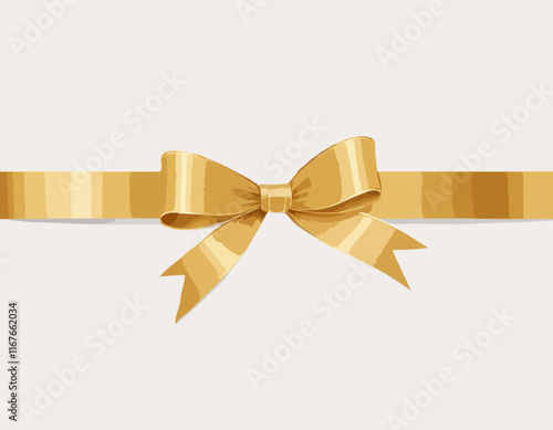 Shiny gold satin ribbon on white background. Vector