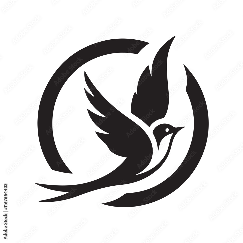 Silhouette of a bird vector icon for logo, and design Silhouette of a bird vector icon for logo, and design
