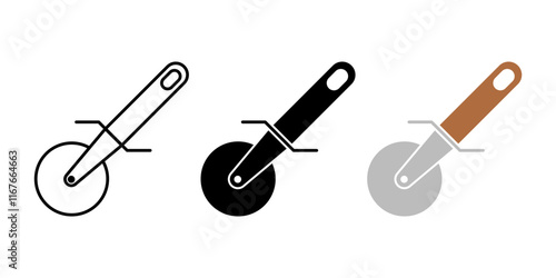 Pizza cutter icon set.