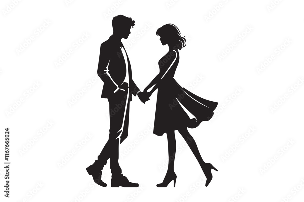 Man and woman couple holding hand silhouette Man and woman couple holding hand silhouette