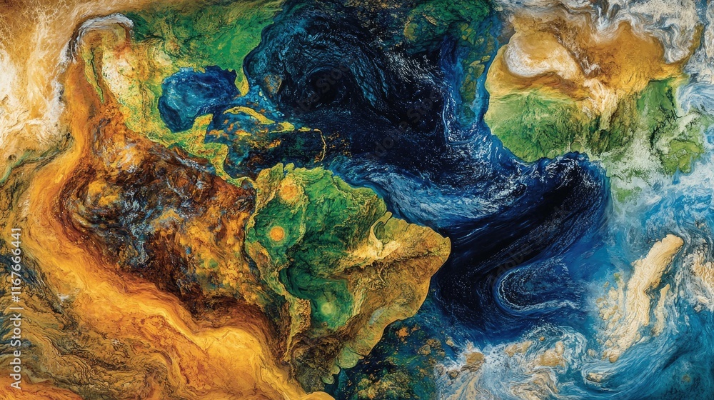 Abstract Earth art, swirling colors depicting continents and oceans. Abstract Earth art, swirling colors depicting continents and oceans.