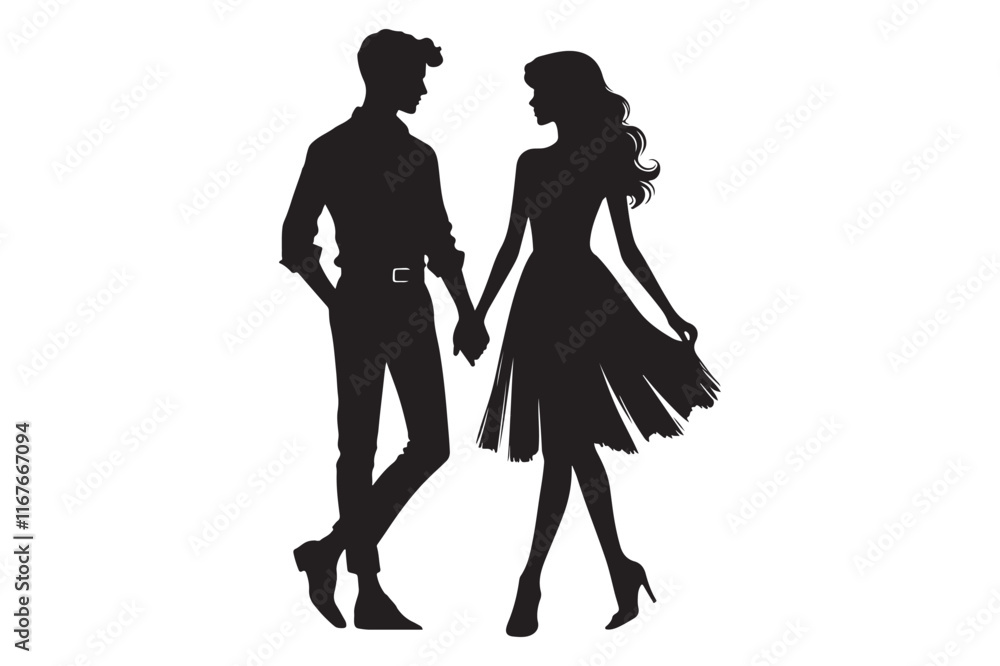 Man and woman couple holding hand silhouette Man and woman couple holding hand silhouette