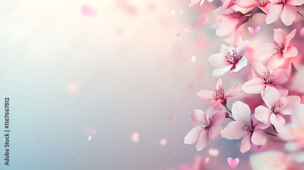 Delicate Pink Blossoms and Falling Petals Delicate Pink Blossoms and Falling Petals