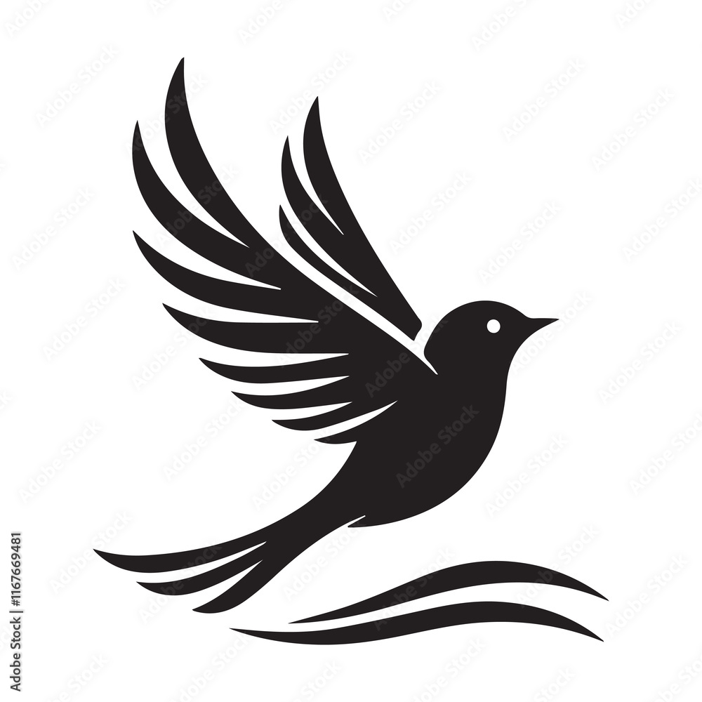 Silhouette of a bird vector icon for logo, and design Silhouette of a bird vector icon for logo, and design