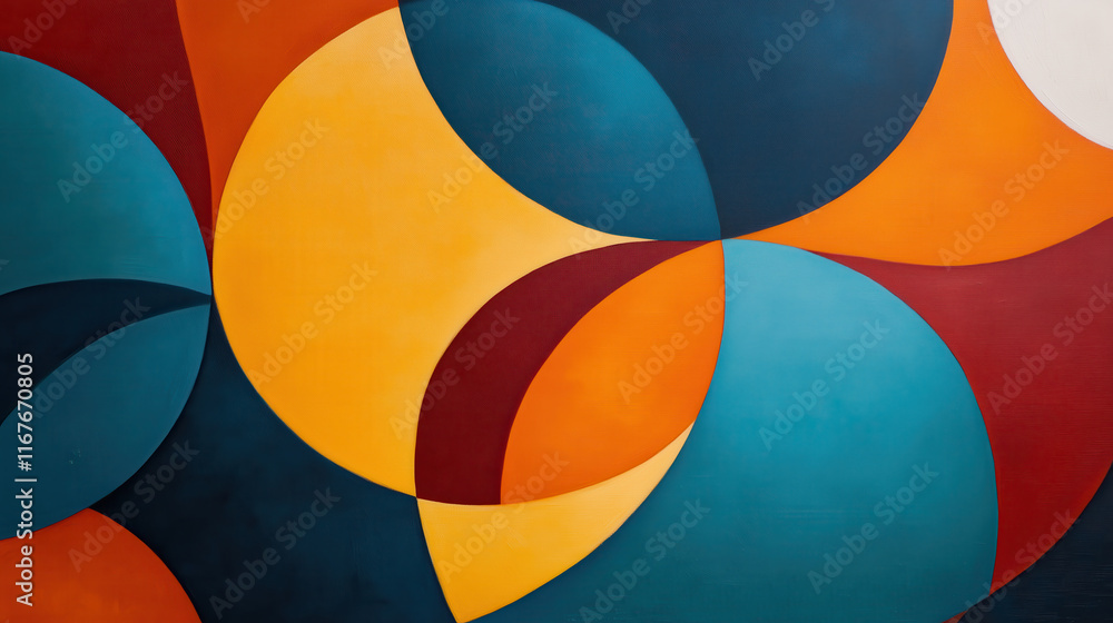 Abstract oil painting with geometrical forms and vibrant colors Abstract oil painting with geometrical forms and vibrant colors