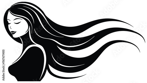 Portrait of a Woman with Long, Flowing Hair