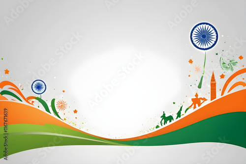 Indian republic day background showing national flag colors and monuments