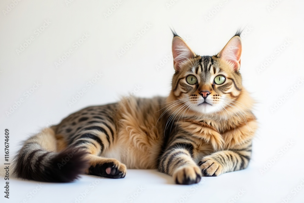 Stunning Pixiebob cat portrait featuring beautiful markings and captivating green eyes perfect for cat lovers Stunning Pixiebob cat portrait featuring beautiful markings and captivating green eyes perfect for cat lovers