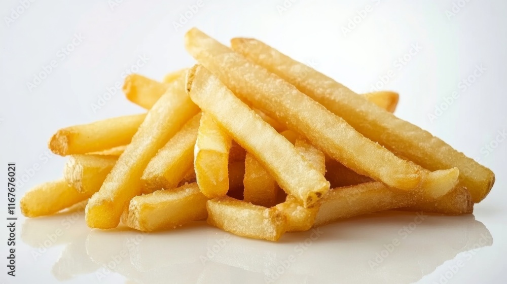 Crispy Fries on White Background with Studio Lighting Crispy Fries on White Background with Studio Lighting