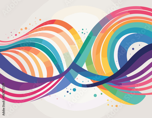 Abstract Background with Color Lines. Gradient Shapes Pattern. Curve, Wave and Squiggle Design Elements. Vector Graphic with Rainbow Ribbons