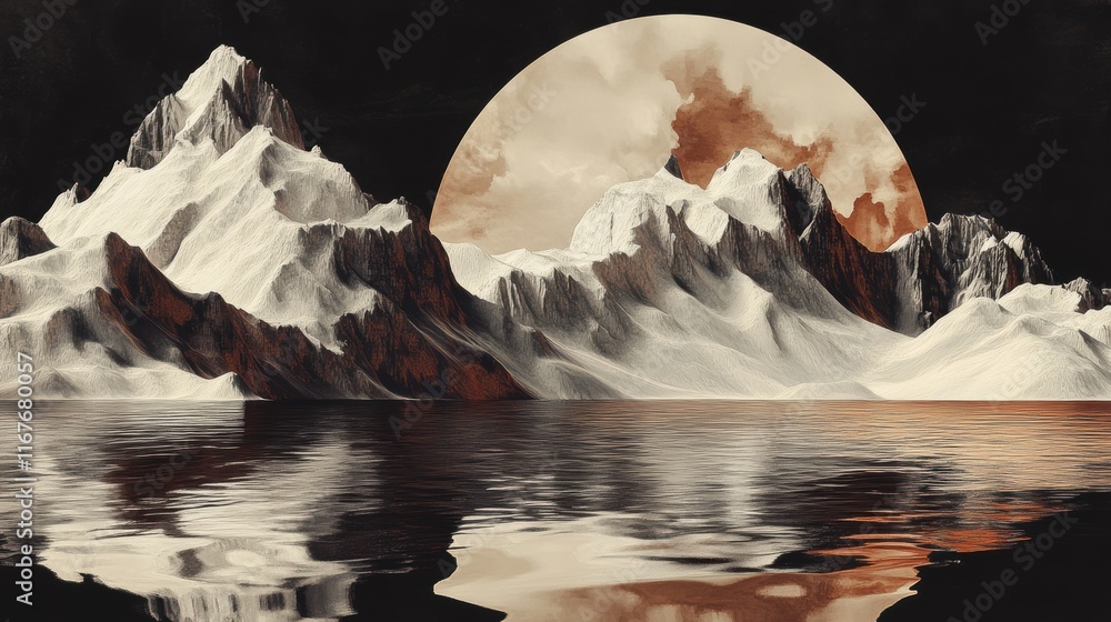 Obraz premium futuristic landscapes, expansive minimalist scenes showcase weightless mountains and shimmering seas, envisioning a future of ethereal geometry and endless skies