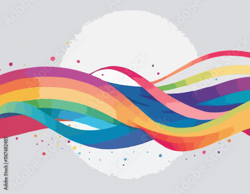 Abstract Background with Color Waves. Vector Lines with Gradients. Wavy Design Elements. Curve Dynamic Rainbow Ribbons