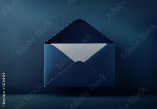 Minimalist interior design showcasing a blue space with soft light and a blan...