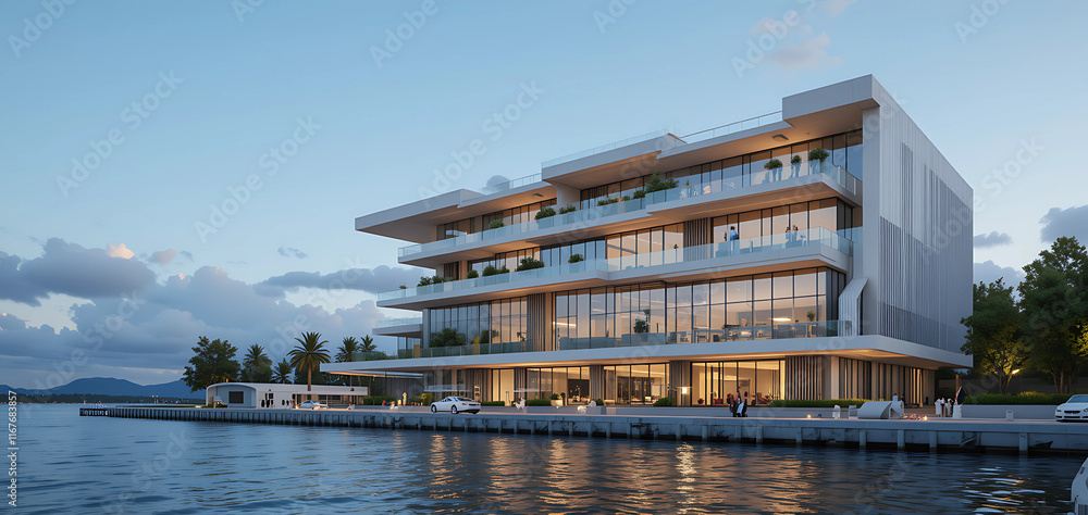 Arcapita Building – A contemporary structure featuring clean lines and a unique waterfront location. Arcapita Building – A contemporary structure featuring clean lines and a unique waterfront location.