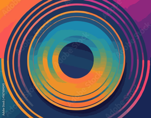 Background with Circle Gradient Lines. Abstract Geometric Vector Pattern.
