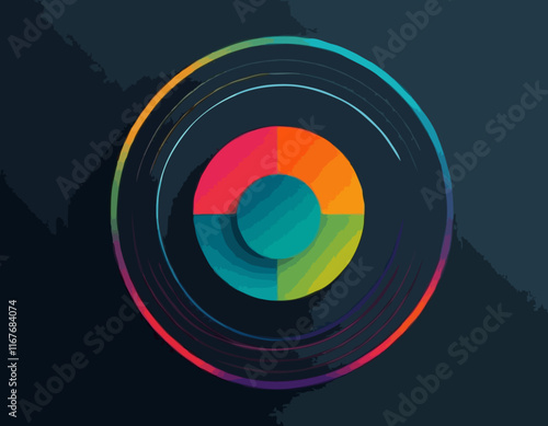 Background with Circle Gradient Lines. Abstract Geometric Vector Pattern.