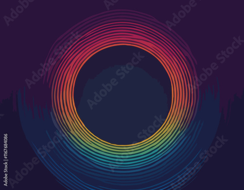 Background with Circle Gradient Lines. Abstract Geometric Vector Pattern.