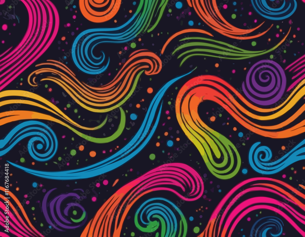 Set of Swirl Rainbow Colored Gradient Lines. Squiggle Doodle Waves for Carnival Decoration, Celebration and Parties. Fun Curve Neon Graphic Shapes Set of Swirl Rainbow Colored Gradient Lines. Squiggle Doodle Waves for Carnival Decoration, Celebration and Parties. Fun Curve Neon Graphic Shapes