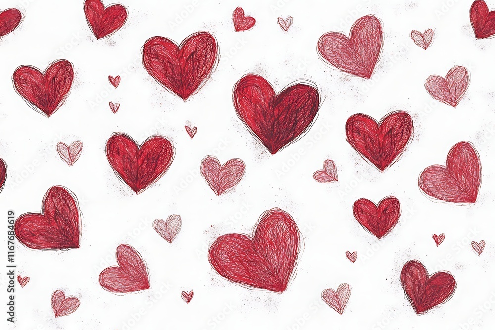 Cute hand-drawn hearts with little wings on a white background Cute hand-drawn hearts with little wings on a white background