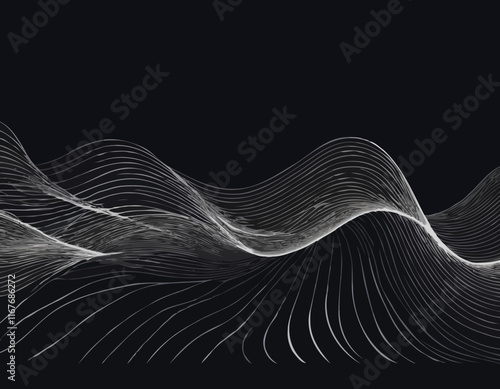 Air Flow Effect. White Wind Stream Waves Isolated on Dark Background. Fresh Breeze Waves From Conditioner Illustrations