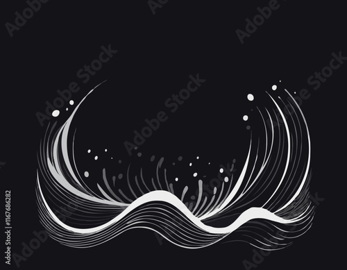 Air Flow Effect. White Wind Stream Waves Isolated on Dark Background. Fresh Breeze Waves From Conditioner Illustrations