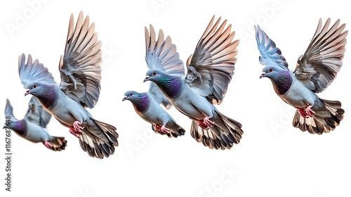 Flock of Feral Pigeons Columba livia domestica dynamic group flight diverse plumage wing position perfectly isolated transparent background ar 169 s 750 style raw darya relaxed Create explore organize photo