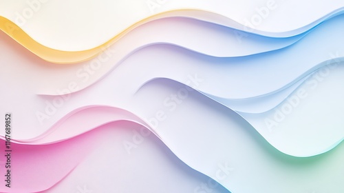 Pastel Colored Paper Waves Abstract Background