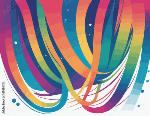 Abstract Backgrounds with Color Squiggle Lines. Rainbow Gradient Design Elements