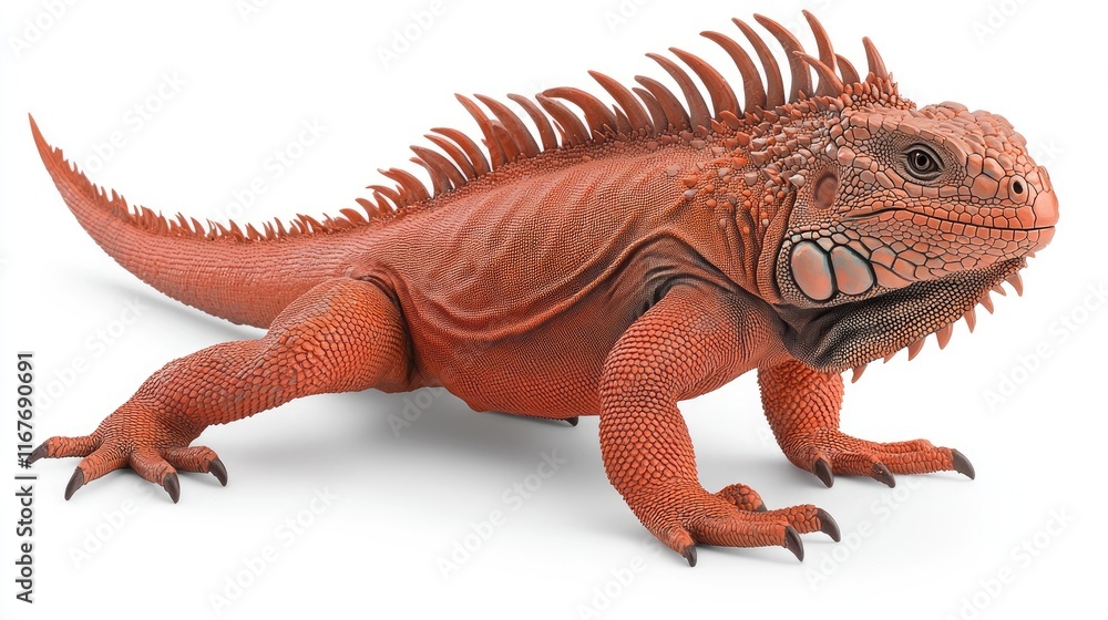 Fototapeta premium Captivating red iguana in natural habitat wildlife photography outdoor environment close-up view exotic creature