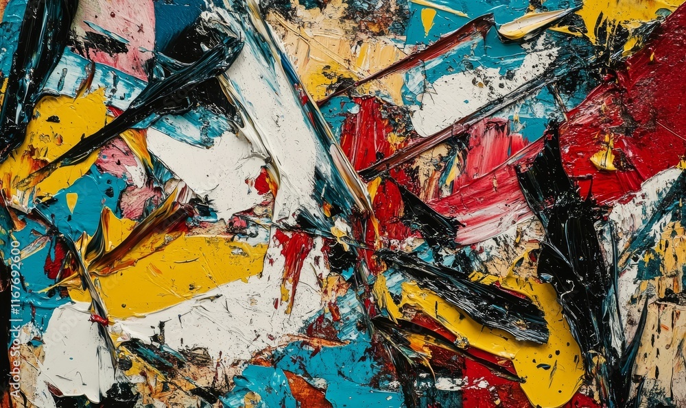 Fototapeta premium Abstract painting, vibrant colors, thick paint texture.