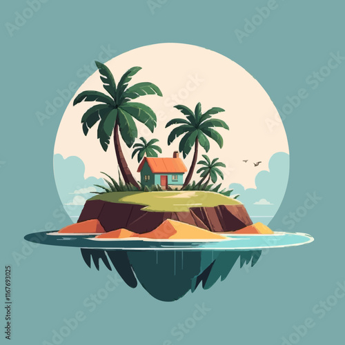 tropical island with palm trees