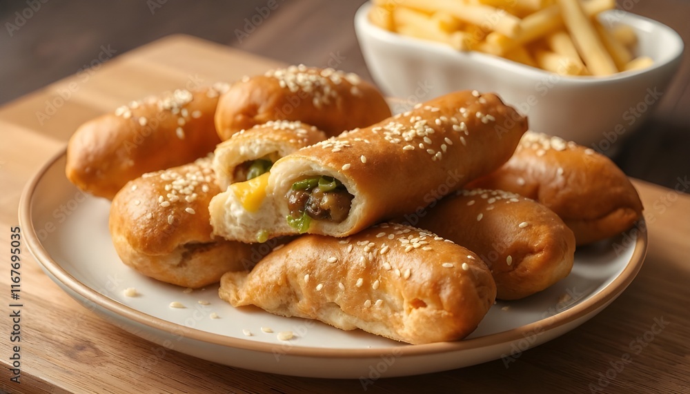 Golden Delights Sesame Seed Pastry Rolls with a Cheesy Surprise Golden Delights Sesame Seed Pastry Rolls with a Cheesy Surprise