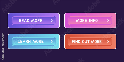 Colorful CTA button set.
