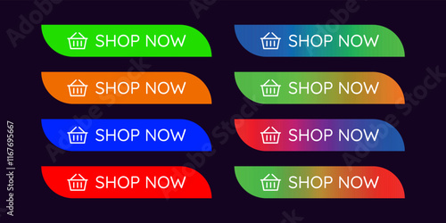 Colorful CTA button set.