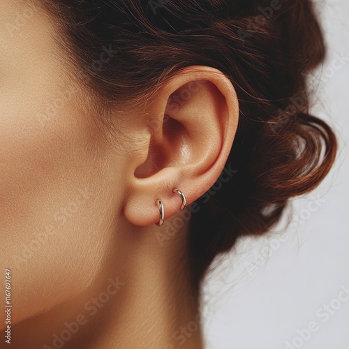 woman, hair, beauty, face, ear, profile, close-up, skin, person, closeup, head, neck, model, one, people, side, fashion, eyes, brunette, studio, hearing, lady, glamour, long