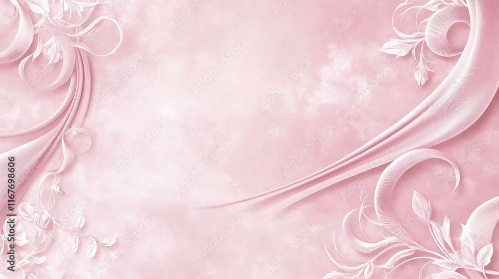 Naklejka premium Delicate Pink Floral Swirls On A Soft Background