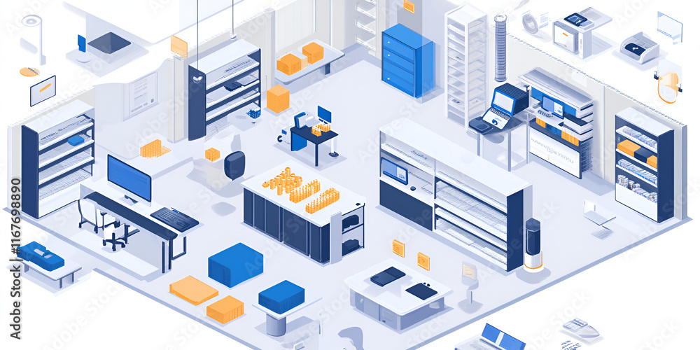 Isometric View of Modern Office Layout Isometric View of Modern Office Layout