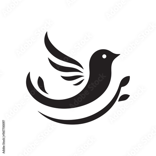 Silhouette of a bird vector icon for logo, and design photo