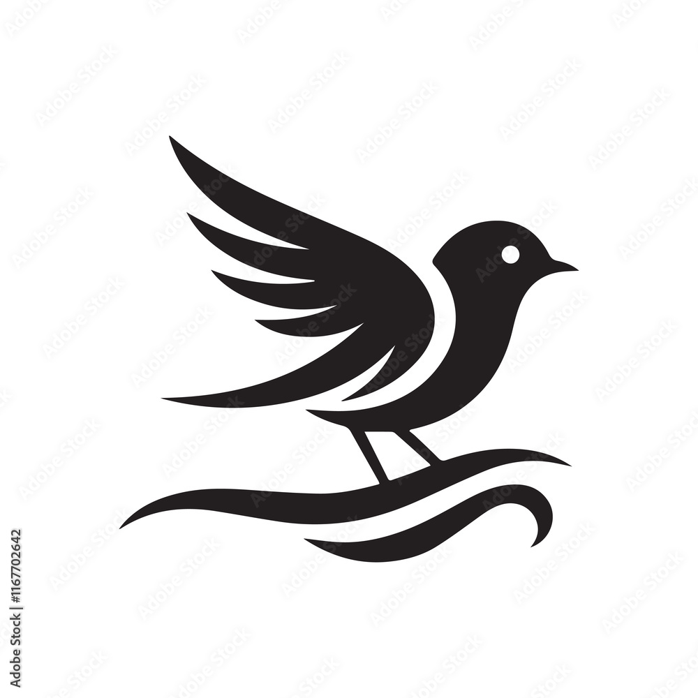 Silhouette of a bird vector icon for logo, and design Silhouette of a bird vector icon for logo, and design