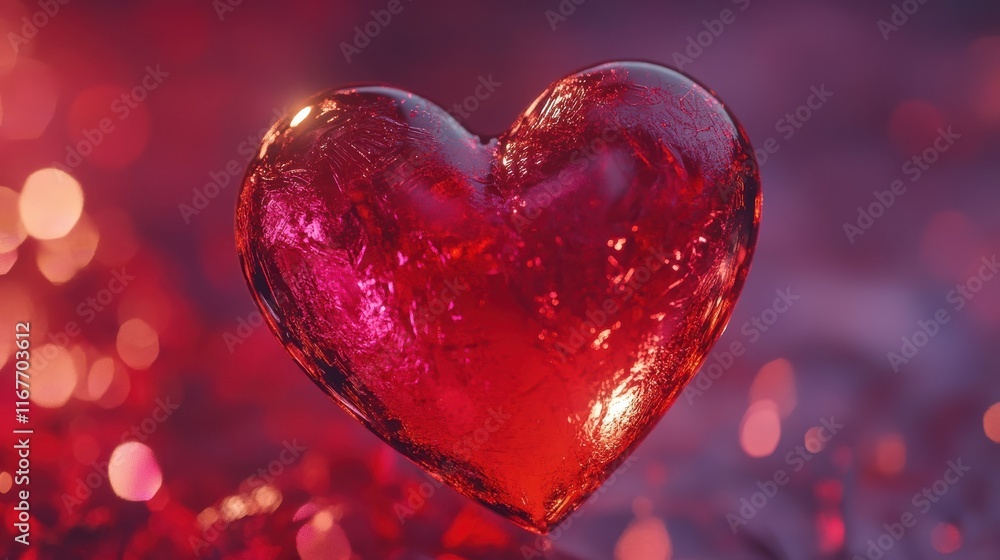 Beautiful heart on red bokeh background, Macro photography for Valentine's day Beautiful heart on red bokeh background, Macro photography for Valentine's day