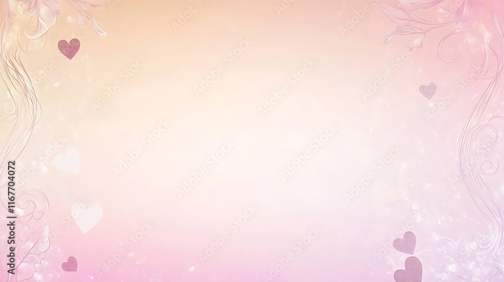 Delicate Pink Background With Hearts and Floral Designs Delicate Pink Background With Hearts and Floral Designs