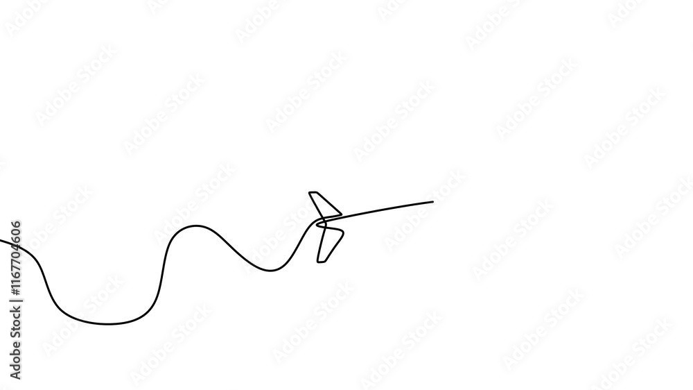 Airplane self one line drawing animation. minimalist hand drawn on white screen. Travel and vehicle object. Airplane self one line drawing animation. minimalist hand drawn on white screen. Travel and vehicle object.