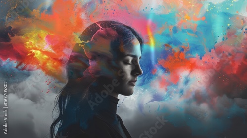 Creative abstract design reflecting emotional intelligence and human emotions photo