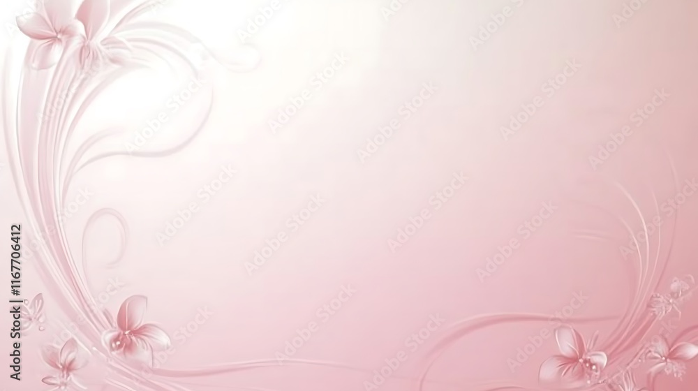 Delicate Pink Floral Design Background With Butterflies Delicate Pink Floral Design Background With Butterflies